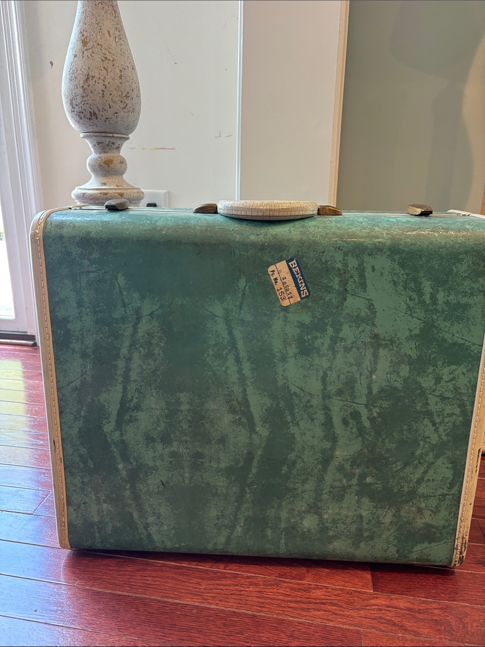 50s Vintage Samsonite Suitcase Luggage Overnighter Green Marble 21”